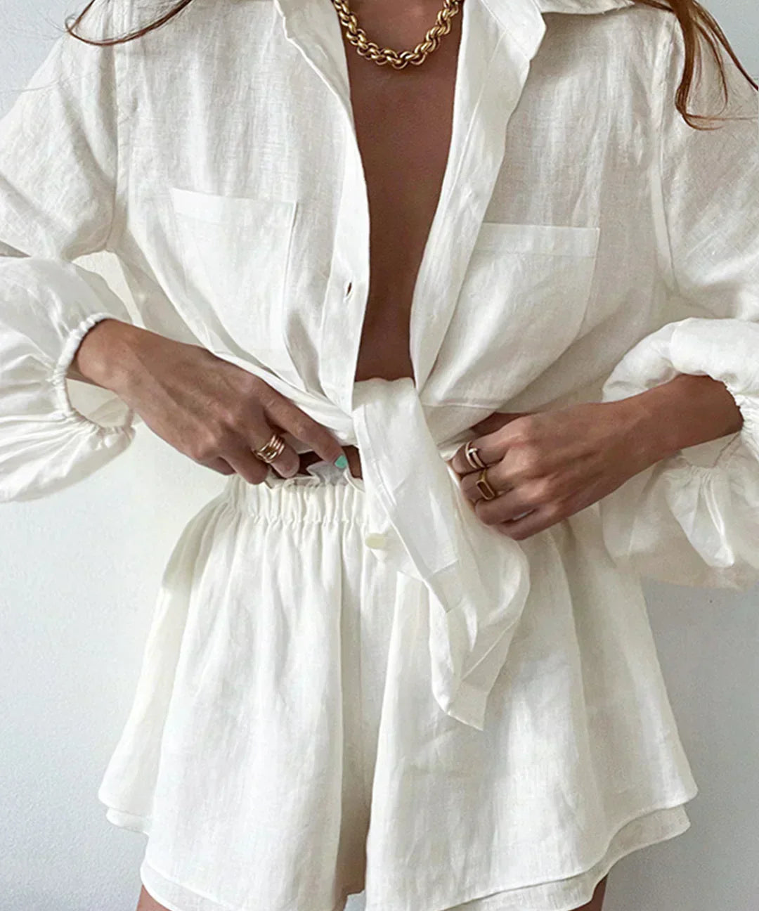 Set de pantaloni scurți din două piese, căptușit dublu, Egean