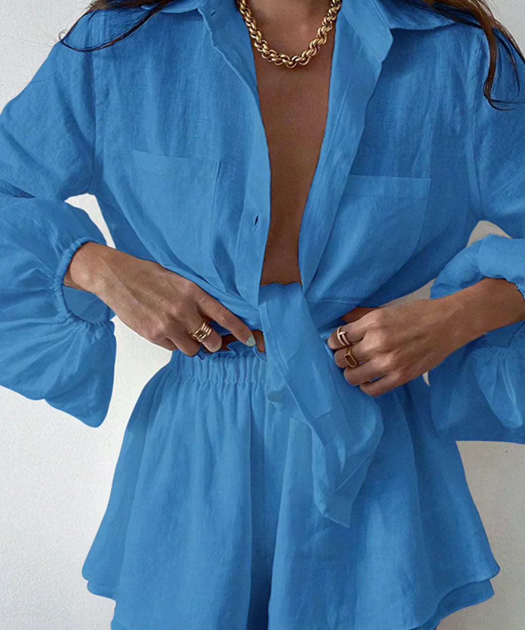 Set de pantaloni scurți din două piese, căptușit dublu, Egean