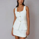 Set elegant fără mâneci cu guler pătrat