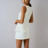 Set elegant fără mâneci cu guler pătrat