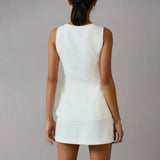 Set elegant fără mâneci cu guler pătrat