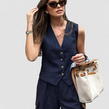 Set de pantaloni scurți casual în bleumarin închis cu buzunare