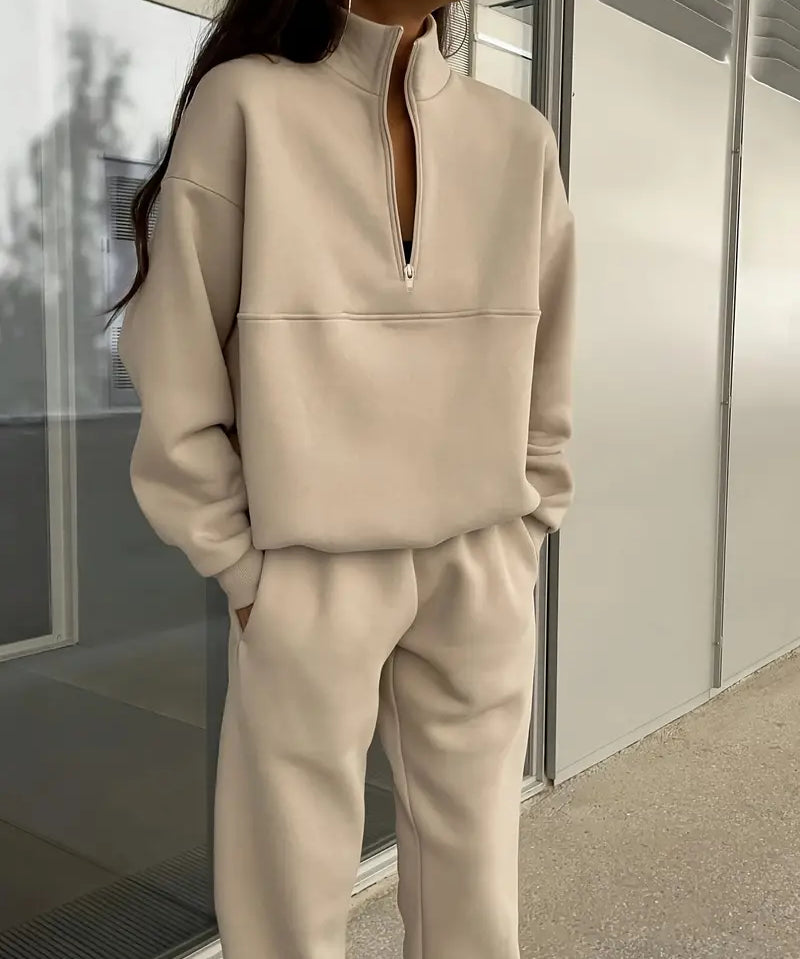 Set Casual Asortat cu Glugă și Culoare Solidă