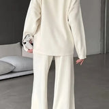 Set tricotat cu guler înalt de culoare solidă