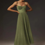 Jasira – Rochie de Damă Plisată Midi Elegantă Romantică