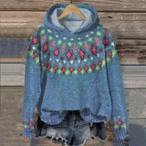 Fluff Fermecat – Hanorac Damă Retro Cu Imprimeu Etnic și Croială Lejeră