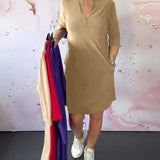 Lina – Rochie Polo Damă Confortabilă cu Mâneci 3/4