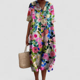 Adelmira - Rochie de vară colorată cu model floral