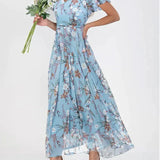 Sofia – Rochie de Damă Maxi cu Flori și Volane Elegante