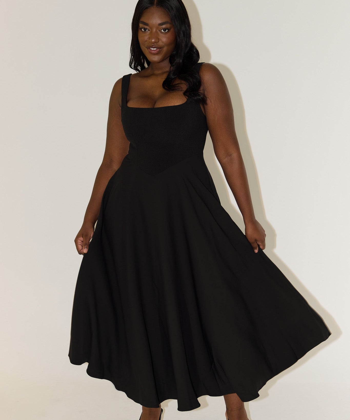 Amelia – Rochie Midi Fluidă de Damă Elegantă