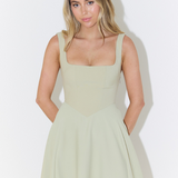 Fioren – Rochie Midi de Damă Elegantă cu Decolteu Pătrat