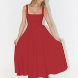 Fioren – Rochie Midi de Damă Elegantă cu Decolteu Pătrat