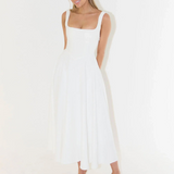 Fioren – Rochie Midi de Damă Elegantă cu Decolteu Pătrat