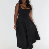 Fioren – Rochie Midi de Damă Elegantă cu Decolteu Pătrat