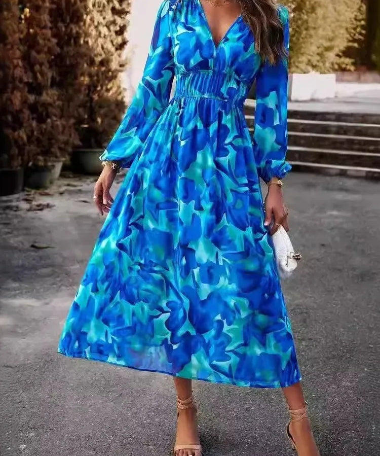 Marike – Rochie de Damă Midi Elegantă cu Imprimeu Abstract