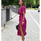 Agnieska – Rochie de Damă Elegantă Midi cu Decolteu în V