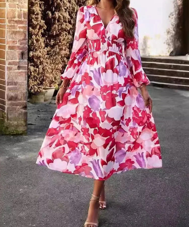 Marike – Rochie de Damă Midi Elegantă cu Imprimeu Abstract