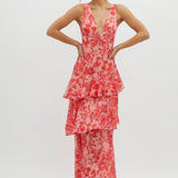 Faye – Rochie Midi de Damă Elegantă cu Volane și Spate Deschis