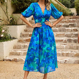 Karoline – Rochie de Vară de Damă Elegantă Maxi cu Decolteu în V