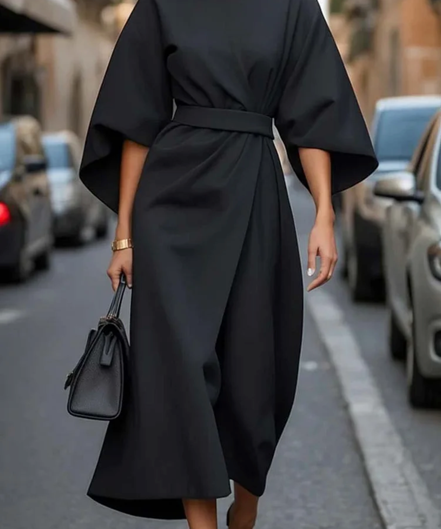 Sophia – Rochie de Damă Midi Elegantă Neagră pentru Evenimente