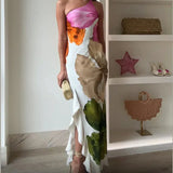 Jorgina – Rochie de Damă Maxi Asimetrică cu Volane și Imprimeu Floral