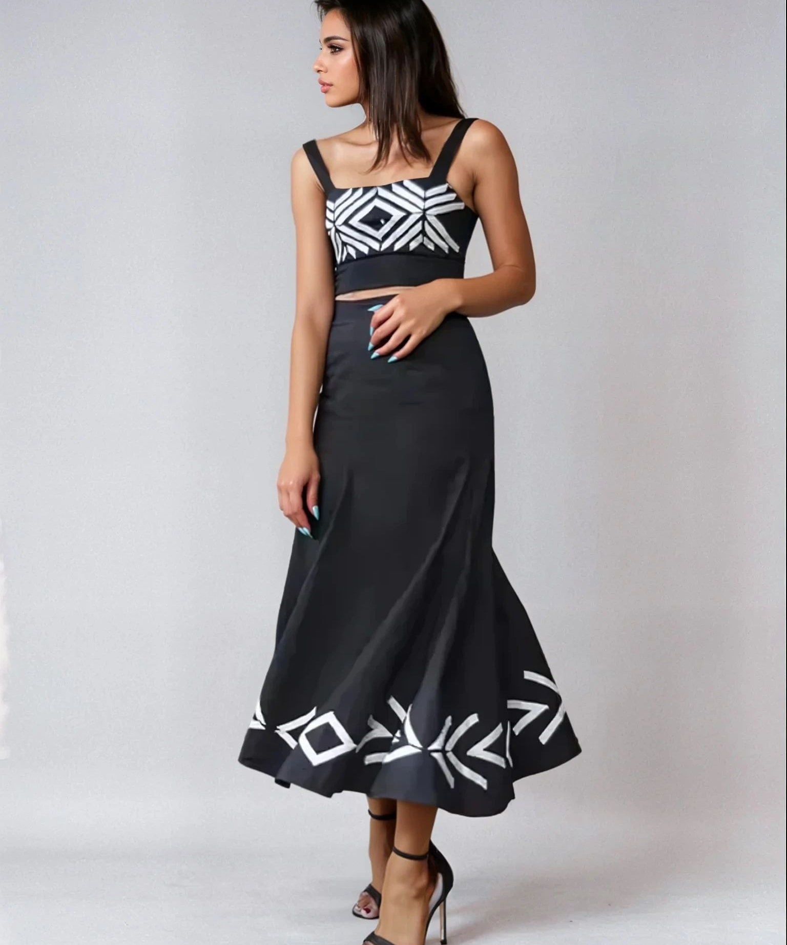 Cristeta – Compleu Damă Elegant cu Fustă și Top Chic Feminin