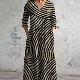 Belinda™ | Rochie maxi cu dungi și decolteu în formă de V