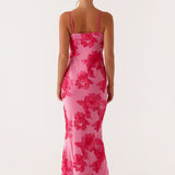 Soraya – Rochie Maxi de Damă Brodată Elegantă Roz