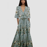 Lorelei™ | Rochie maxi brodată cu model floral