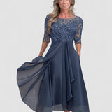 Leni – Rochie de Damă Elegantă din Chiffon cu Top Brodat