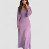 Nora™ | Rochie maxi din jacard cu mâneci