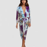 Hedwig – Rochie Midi de Damă Artistică cu Legare în Talie