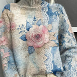 Roos – Pulover tricotat cu guler înalt și dantelă