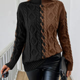 LEOVIA | Pulover Elegant cu Dungi și Guler Înalt