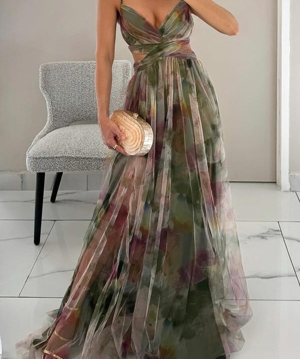 Arabel – Rochie de Damă Elegantă Lungă cu Imprimeu Floral