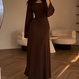 Nora™ | Rochie maxi din jacard cu mâneci