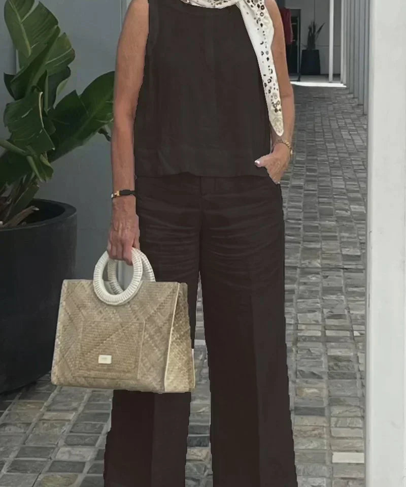 ZURI – COSTUM FĂRĂ MÂNECI DIN BUMBAC ȘI IN