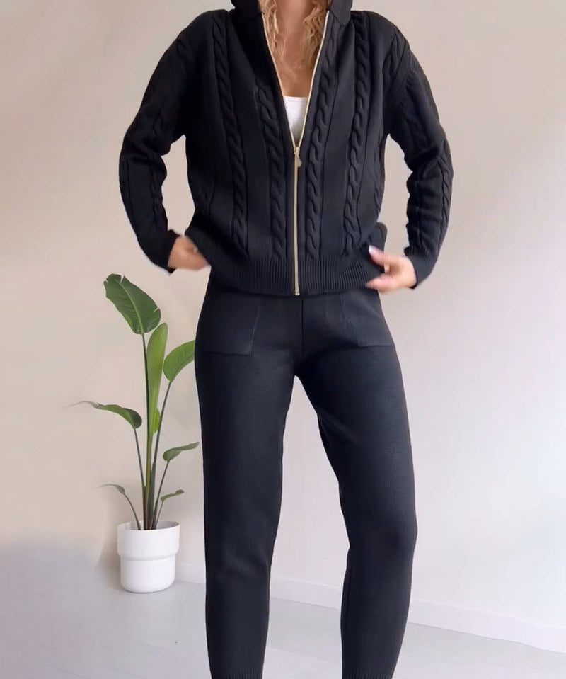 Ania - Set casual din două piese cu jacquard răsucit