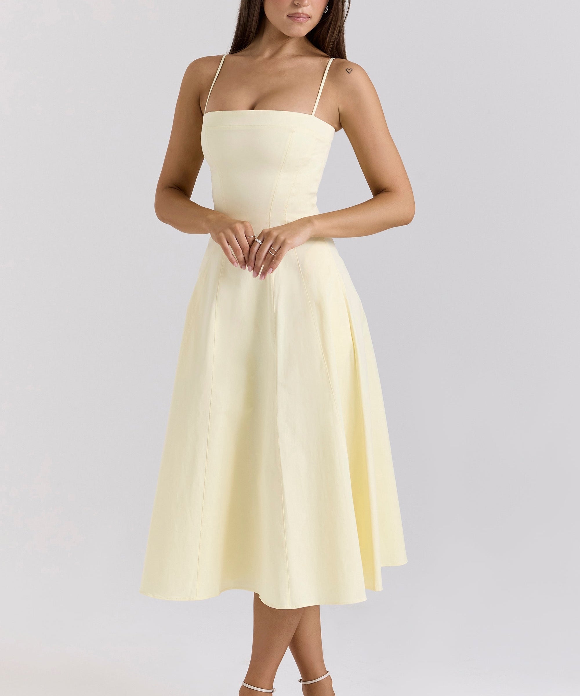 Dolly – Rochie de Damă Midi A-Line din Bumbac Elegantă