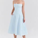 Dolly – Rochie de Damă Midi A-Line din Bumbac Elegantă