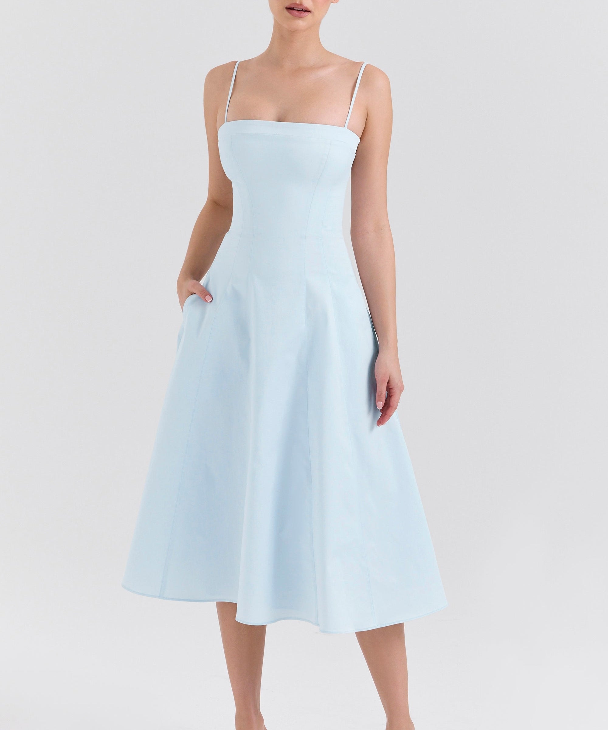 Dolly – Rochie de Damă Midi A-Line din Bumbac Elegantă