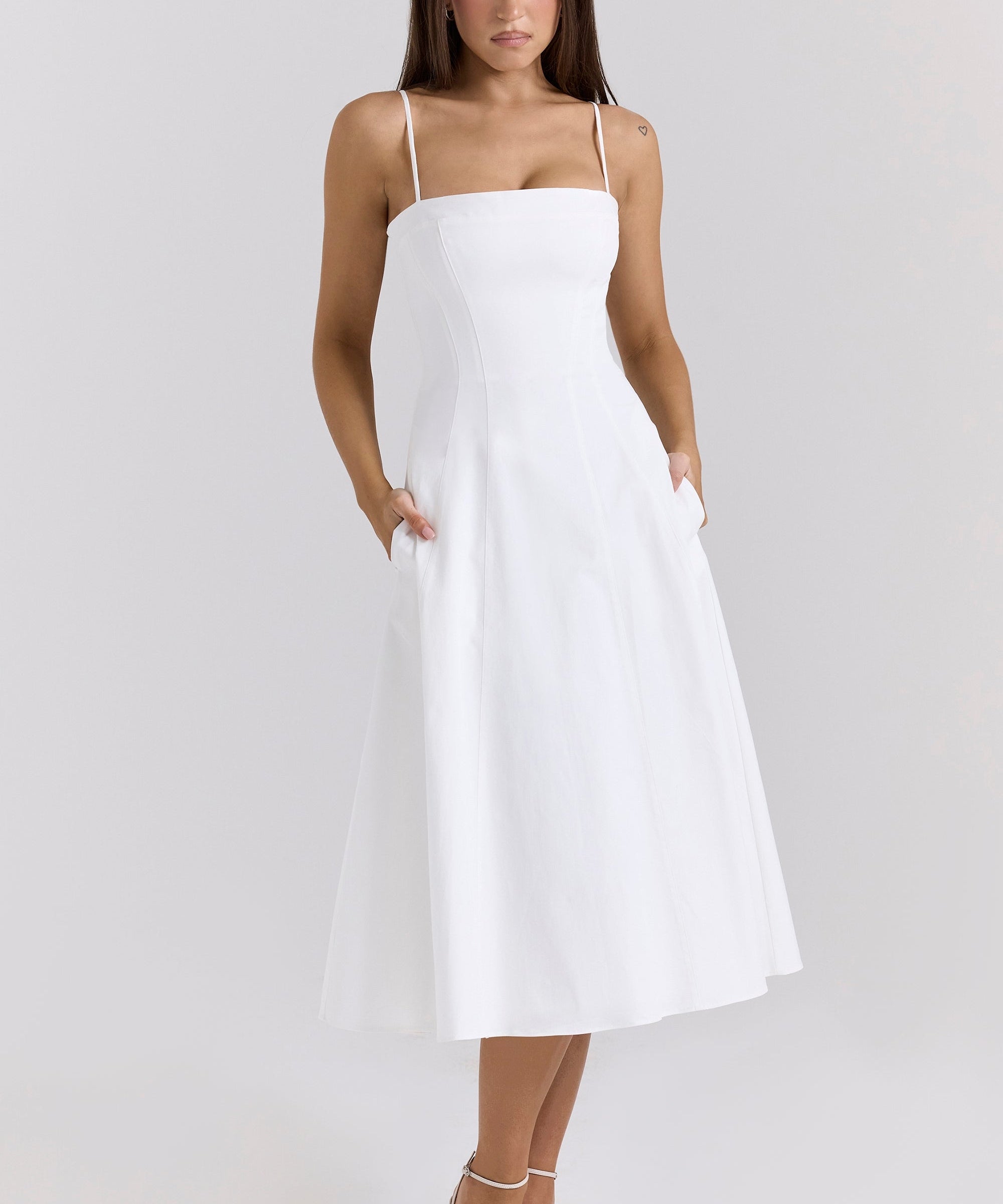 Dolly – Rochie de Damă Midi A-Line din Bumbac Elegantă