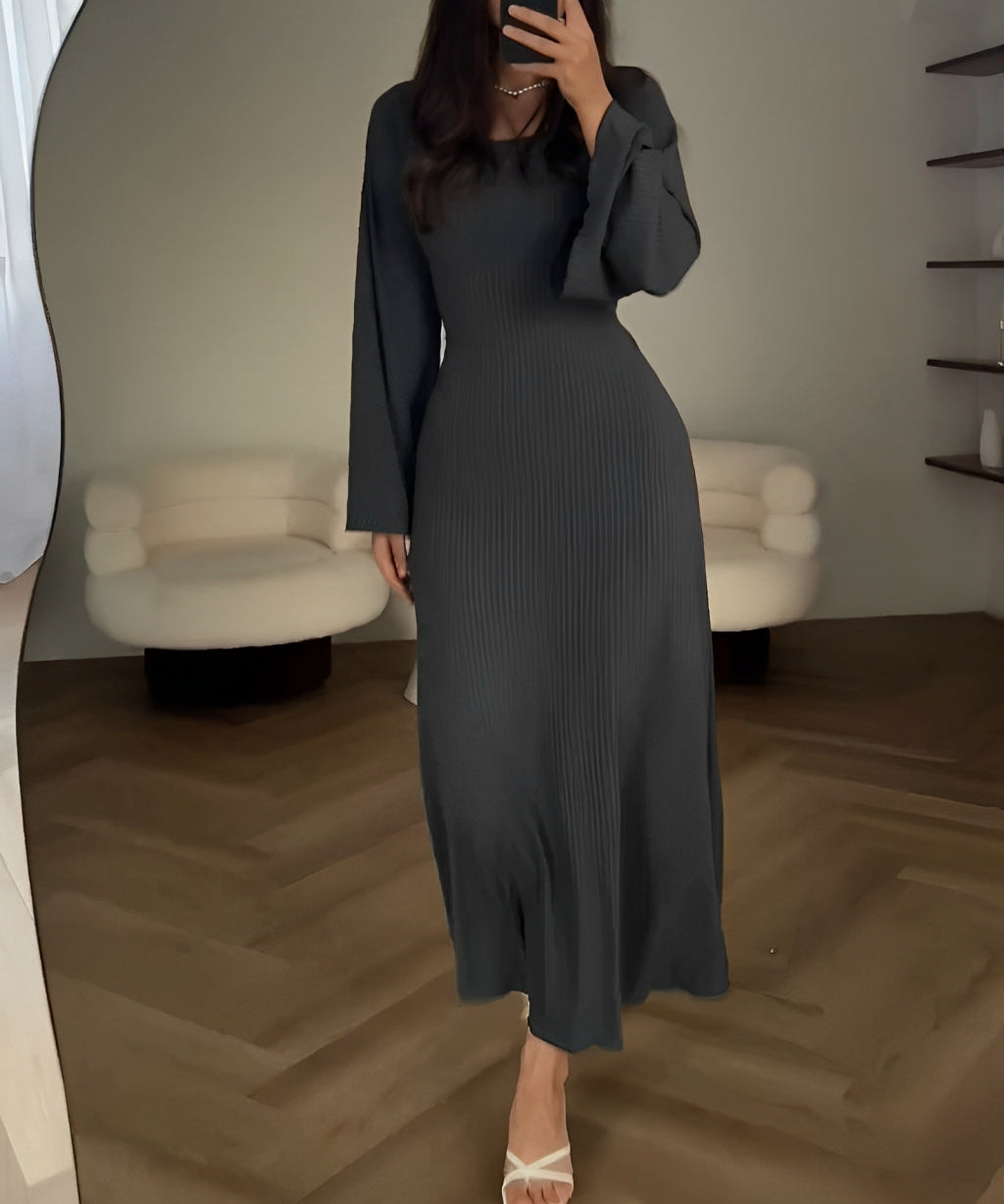 Nora™ | Rochie maxi din jacard cu mâneci