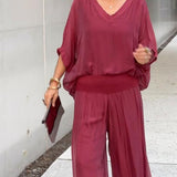 ESMERALDA – SET DIN DOUĂ PIESE CU PANTALONI LARGI DIN CHIFFON ELEGANT