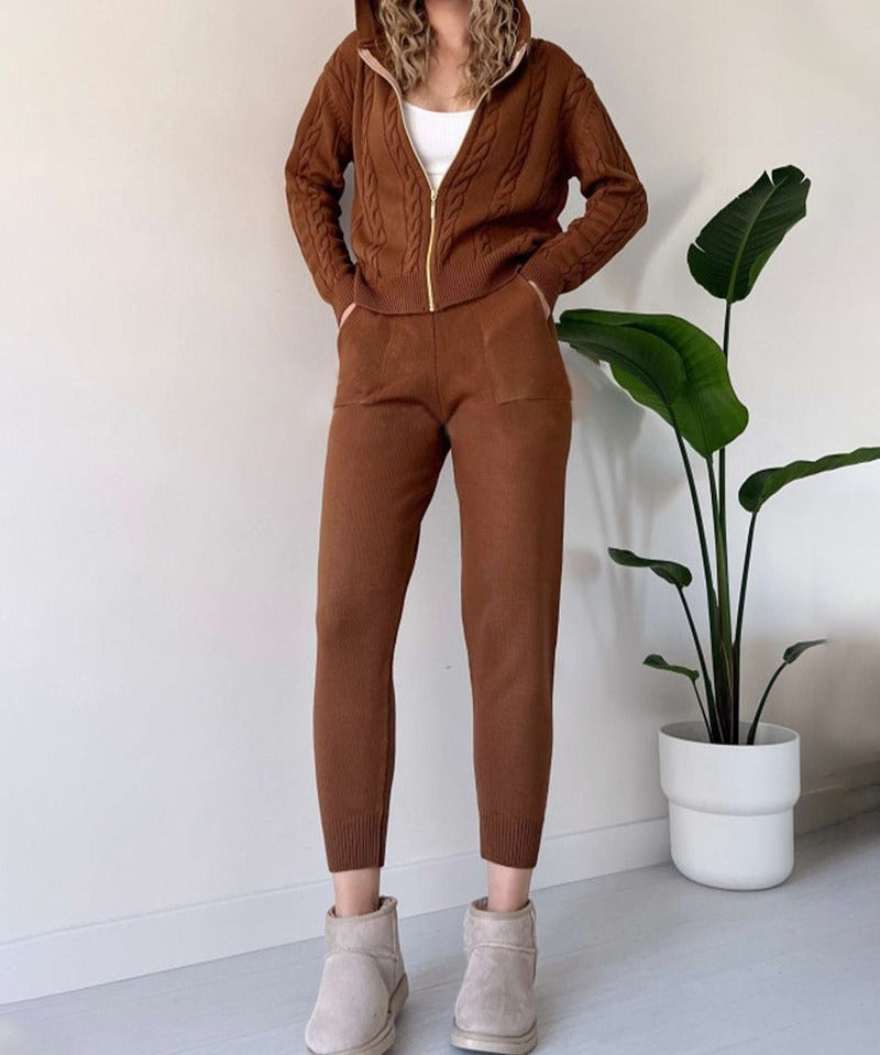 Ania - Set casual din două piese cu jacquard răsucit