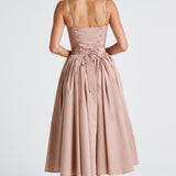 Luminara – Rochie Midi de Damă Elegantă cu Top Ajustat și Fustă Voluminoasă