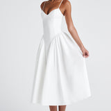 Luminara – Rochie Midi de Damă Elegantă cu Top Ajustat și Fustă Voluminoasă