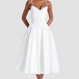 Luminara – Rochie Midi de Damă Elegantă cu Top Ajustat și Fustă Voluminoasă