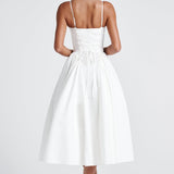 Luminara – Rochie Midi de Damă Elegantă cu Top Ajustat și Fustă Voluminoasă