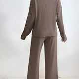 Wilma – Set Tricotat Doi Piese Pulover V și Pantaloni Confortabili